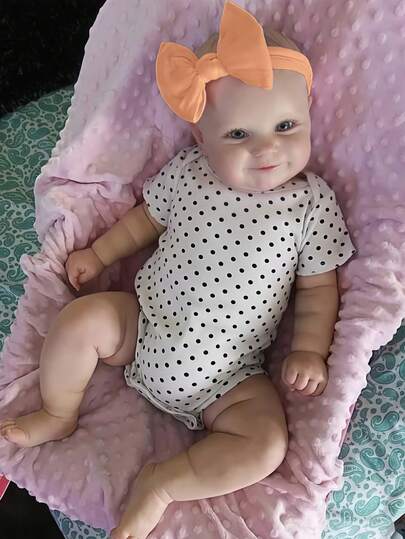Lifelike 50 Cm Reborn Baby Doll, 20 Inch Full Body Soft Silicone Vinyl Girl Doll, 3D Painted Skin With Visible Veins Vinyl Limbs, Realistic Detailed Handmade Art Doll - Collectible Art Doll Christmas Gift/Birthday Gift/Thanksgiving Gift