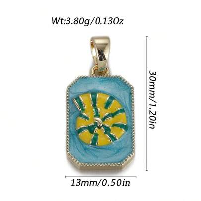 1pc Copper Colorful Enamel Square Tarot Card Angel Rose Flower Heart DIY Pendant, Versatile For Necklace, Bracelet, Sweater Chain, Earrings, Handmade Jewelry Accessories