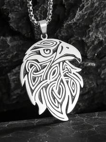 1件新款不锈钢凯尔特结鹰头乌鸦吊坠项链，男士朋克嘻哈摇滚时尚饰品礼品 - 時尚 - 查看 7