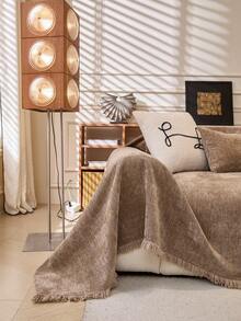 1件高克重雪尼尔沙发毯，纯色沙发套，四季皆宜，防猫抓，奢华时尚，简约优雅，装饰性沙发套，保护沙发，适用于客厅、卧室、书房、办公室、俱乐部、派对等场所。 - 咖啡棕 - 查看 8