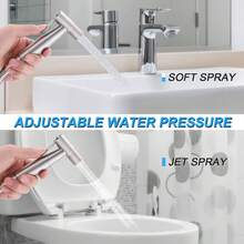 1 Set Stainless Steel High Pressure Bidet Sprayer, Classic Toilet Faucet Companion, Bathroom Toilet Spray Cleaning Gun With Hose And T-Adapter, Water-Saving Handheld Bidet Sprayer - G1/2 - View 3