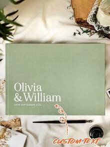 个性化婚礼宾客签名簿，可定制字母姓名，婚礼纪念相册，高品质精致定制，独特理想礼物，适合送给男朋友、女朋友，周年纪念日、情人节、母亲节、生日、儿童节、父亲节、毕业典礼等场合。 - 彩色 - 查看 2