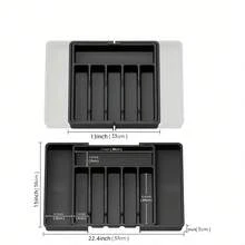 1pc Expandable Kitchen Utensil Storage Box, Compartmentalized Design, Can Store Chopsticks, Spoons And Kitchen Tools, Drawer-Style Divided Storage Box, Cabinet Cutlery Organizer, Perfect Utensil Organizer - Multicolor - View 3