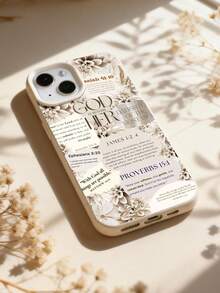 Leather Fashion Phone Cases Slogan Elements 1pc Bible Floral Graphic & Slogan Soft Phone Case Full Coverage Leather Texture Compatible With IPhone 11/12/13/14/15/16/17 Pro Max Spring - Multicolor - View 4