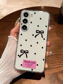 1pc Polka Dot Bow Tie Painted Thick Shockproof Transparent Phone Case, Compatible With Samsung Galaxy S26/S26 PLUS/S26 Ultra, S25/S25 PLUS/S25 Ultra, A17/A07/A16/A36/A26/A56/A50/A12/A32/A52/A72/A51/A21S/A13/A14, S24/S24 PLUS/S24 Ultra, S22/A52/A53/A54/A55, S23, 11/12 Pro/12/12X/13 Pro/14 Pro/15 Pro, 10/9/Note 9/12C/Note 11 Pro/Note 8 Pro - Multicolor - View 1
