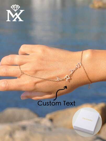 Bespoke Personalised English Letter Bracelet Ladies' Gold Stainless Steel Elegant Name Bracelet Fashion Accessory Birthday Gift Gold Unisex Style Minimalist Vintage Gothic Charm Casual Customised Unique Ideal Present Suitable For Her/Mother/Family/Friends/Pets/Daughter/Grandparents Birthdays, Daily Wear, Parties, Back-To-School Season, University Life Jewellery & Watches, Custom Fashion Accessories