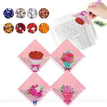 4 piezas Marcapáginas de Pintura de Diamantes, Patrones de Mandala y Florales, Set de Marcapáginas de Arte de Diamantes de Cuero de PU, Regalo Artesanal, Adecuado para Vuelta al Colegio, Acción de Gracias, Día de la Madre - Ver 15