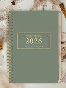 Lịch kế hoạch cả năm 2026 – Lịch tháng khổ A5 dạng xoắn ốc với ô lớn, ghi chú và việc cần làm – Giúp lập kế hoạch, theo dõi mục tiêu và quản lý thời gian, đồ dùng văn phòng phẩm trường học, phụ kiện bàn làm việc, quà tặng cho phụ nữ, quà tặng tri ân giáo viên, quà tặng Ngày của Mẹ - màu xanh lá - Xem 4