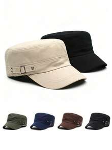 1 Stück/2 Stücke Unisex Nieten Militärmütze, flacher Baseballcap mit 3-Knopf-Schirm, geeignet für Outdoor, Wandern, Urlaub, Alltag - Verschiedenfarbig - Übersicht 8