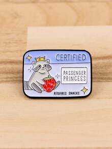 1pc Certified Princess Raccoon Enamel Pin Quote Brooch Pines Lapel Pins Badge Clothing Accessories Animal Jewelry Friends Gifts - Multicolor - View 5