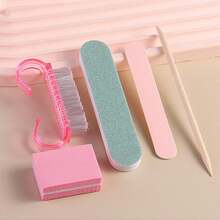 5/10件套美甲护理套装，美甲工具套装，迷你指甲锉和木质指甲棒套装，双面指甲锉，木质角蛋白推棒，指甲清洁工具，指甲棒，亚克力指甲刷，用于DIY指甲抛光和护理，美甲工具，美甲配件工具套装 - 彩色 - 查看 2