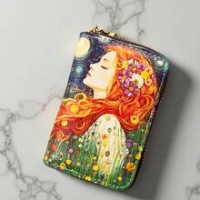 Porta carte a fisarmonica vintage con motivo di una , tasca singola con cerniera, sacchetto per riporre carte e monete, borsa portatile. - 15 - Visualizzare 33