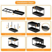 双层拉出式水槽下储物架，多功能浴室柜 - 彩色 - 查看 4