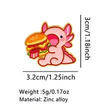 汉堡巨人蝾螈珐琅胸针 可爱海洋动物胸针翻领别针徽章 背包服装配饰 时尚珠宝礼品 - 粉色 - 查看 14