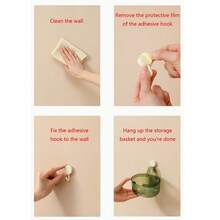 Wall Hanging Vegetable Cosmetics Storage Basket Rack Pantry Organizer Container - Multicolor - View 5