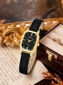 REBIRTH 1件装女士复古真皮腰带时尚百搭休闲手表，适合日常佩戴 - 均碼 - 查看 1