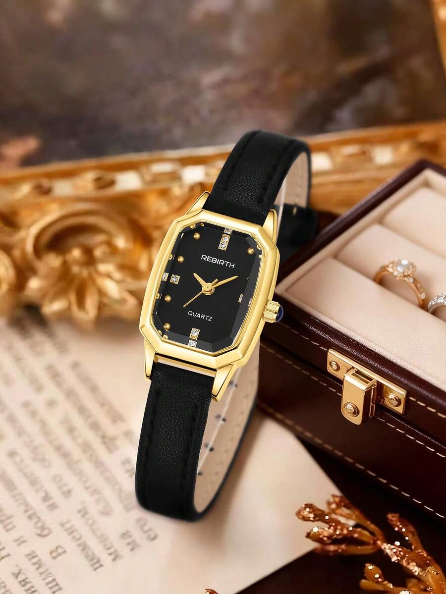 REBIRTH 1件装女士复古真皮腰带时尚百搭休闲手表，适合日常佩戴 - 均碼 - 查看 1