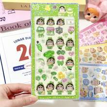 Pegatina de bebé llorando de alta calidad en 3D, pegatina decorativa transparente de niña animal de dibujos animados para estuche de teléfono DIY, scrapbooking, planificador - Multicolor - Ver 12