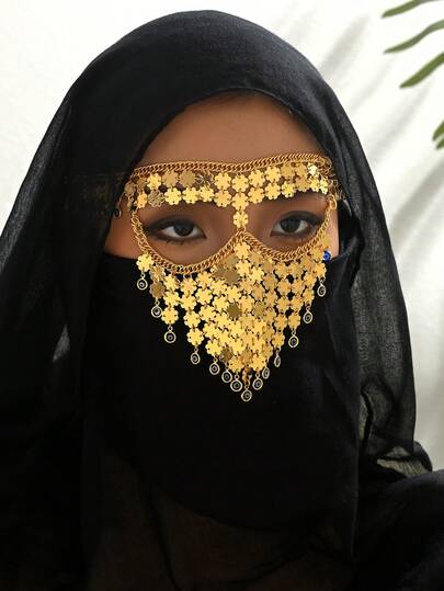 1 pieza Velo de cobre chapado en oro vintage de lujo con diseño de flor y alas de demonio, adecuado para fiestas, banquetes y joyas de baile de mujeres