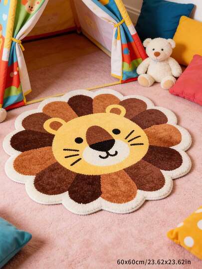 1pc Cartoon Animal Pattern Round Carpet, Home Decor Rug, Soft & Comfortable Rug, Living Room Rug, Bedroom Rug, Sofa Seat Rug, Entryway Rug, Study Room Rug, Ins Style Rug, Home Decor Carpet, Bedroom Decor, Small Rug, Creative Fashion Rug, Living Room Small Rug, Outdoor Rug, Washable Rug