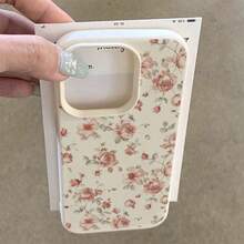 Flower 1pc TPU Material Vintage Pink Rose Full Screen Pattern Phone Case Compatible With Iphone 17 Pro Max/17/16 Pro Max/15/13/12/11, S20 FE/A15/S24/A55, Note 11/Note 12/Note 13 Pro, Shock-Proof Soft Protective Cover - White - View 3
