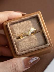 1pc S925 Sterling Silver V-Shaped Engagement/Wedding Ring, Women's Promise/Eternity Ring, Exquisite Jewelry Gift - V-shaped Diamond Ring - View 7