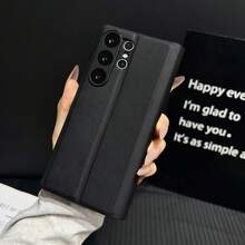 1PC Luxury Business PU Leather Smart View Phone Case With Card Holder, Flip Wallet Cover, Foldable Kickstand, Full Body Shockproof Protective Case Compatible With Samsung S26 Ultra S25 Ultra S24 Ultra S23 Ultra S22 Ultra - Black - View 12