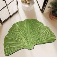 1pc Ginkgo Leaf Design Bath Mat, Vivid Green Color, Realistic Texture, Suitable For Bathroom, Dining Room, Bedroom, Living Room, Kitchen Decor, Irregular Size With 1-5cm Cutting Error, Bath Mat, Bathroom Carpet, Door Mat, Small Rug, Carpet, Mat, Home Decor, Area Rug, Outdoor Mat, Home Decor, Area Carpet - Multicolor - View 5