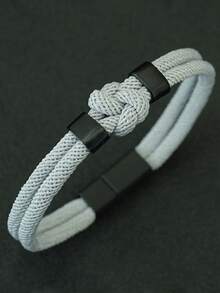 diffone 时尚手工编织4毫米绳花结手链黑色磁性男士臂环手镯手镯饰品 - 男士手繩手鐲 - 查看 8