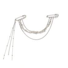 European And American Cross-Border Accessories Hip-Hop Personality Tassel Chain Brooch Ins Style Star Pendant Pin Suit Decoration - 02 白K 0347 - 查看 5