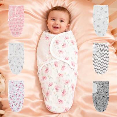 新生児用 柔らかいコットンスワドルブランケット 1枚/3枚入り、春夏向け、使いやすい、0-3ヶ月の赤ちゃんに適合、様々な機会のギフトに適する、新生児必需品リストに適する