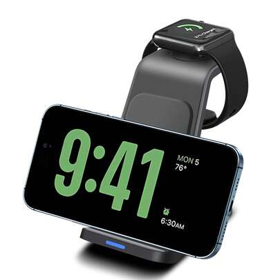 三合一充电站，15W无线充电支架，多功能快充站，兼容 17/16/15/14/13/12/11 Pro Max，兼容 Ultra 11/10/9/8/7/6/5/4/SE/3/2，兼容 Pro 4/3/2，便携式充电站