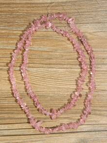 天然紫水晶和粉晶珠子 - DIY珠宝配件，波西米亚风不规则形状抛光碎石，适用于手工制作项链、手链、耳环、发夹和手机挂饰。每串80厘米/31.5英寸。 - 彩色 - 查看 15