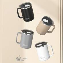 1pc Stainless Steel Portable Sealed Office Coffee/Tea/Milk Cup With Lid, Travel Mug - Multicolor - View 5