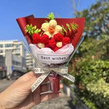 1 bó hoa hồng mini móc thủ công - Trang trí hoa nhiều màu sắc, điểm nhấn nhà cửa, vật trang trí bàn cà phê, quà tặng sinh nhật. Được làm thủ công với hoa hồng màu hồng, trắng và đào, lý tưởng cho Ngày của Mẹ, tiệc tùng, trang trí nhà cửa, tặng bạn bè, mẹ, bạn gái. - Nhiều màu - Xem 11