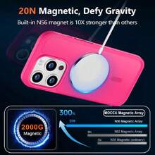 - Strong Magnetic Case For IPhone 14 Pro, MagSafe Compatible, Military Grade 13ft Drop Protection] Slim Matte Translucent Shockproof Case For 6.1"  14 Pro, 41920752 - Hot Pink - View 5