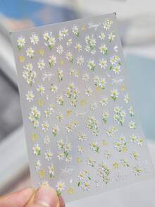 1片可爱雏菊5D立体浮雕自粘滑动美甲贴纸，日式美甲DIY装饰贴纸 - 彩色 - 查看 5