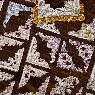 20 Sheets/Bag Stickers, Relief Series, Vintage And Exquisite Corner Stickers, Scrapbook Supplies And Notebook Accessories, For Decorating Cards, Photo Frames, Computers, Phone Cases, Water Cups, Junk Magazines, Stationery Boxes, Suitcases, Desktop Decorative Stickers, Back-To-School Season Stickers, School Supplies Funny Stickers Kindle