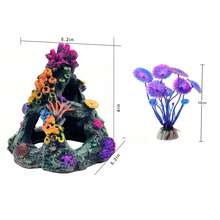 1 Coral Reef Decoration, 1 Starfish Bucket, 6pcs Aquarium Decorative Plants (Multiple Sets Available), Suitable For Betta Fish Tank Decor - A - View 22