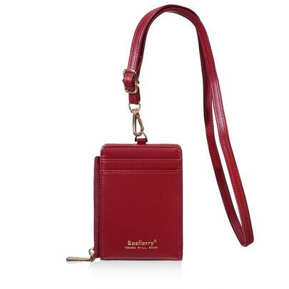  1件 Baellerry 多功能手机挂绳卡包，PU 皮革身份证卡套，可调节挂绳迷你卡包，女士便携防盗卡包迷你钱包腕包