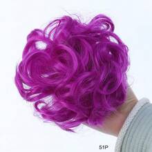 Fabricante de moño de cabello esponjoso de fibra sintética, Scrunchies elásticos para moño redondo, Adecuado para novias, mujeres, peinado sencillo - Multicolor - Ver 20