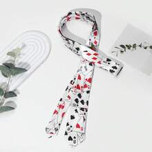 男女皆宜的春夏学院风豹纹/扑克牌领带，学生动漫角色扮演配饰，生日/毕业礼物 - 白色 - 查看 1