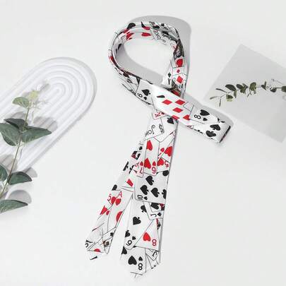 Unisex Spring/Summer College Style Leopard Print/Playing Card Necktie, Student Anime Cosplay Accessory, Birthday/Graduation Gift