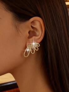 1pair Elegant Butterfly Wings Gold Plated Stud Earrings Fashion Cubic Zirconia Charm Earring For Women Birthday Wedding Copper Jewelry Decoration - Wing - View 11