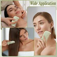 Lược Gua Sha bằng ngọc bích, dụng cụ thư giãn đầu, massage mô sâu, quà tặng ngày Valentine cho phụ nữ. - Nhiều màu - Xem 3