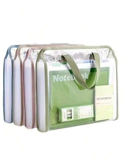 A4 Folder PVC Portable Accordion Case For Storing Examination Papers, Student Large-Capacity Office Supplies Multi-Layer Folder For Storing Materials