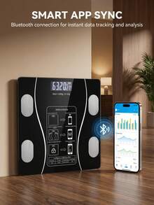 SOKANY 电子体重秤，396磅数字浴室秤，高精度体重秤，带高清液晶显示屏和温度显示（背面可切换公斤和磅单位），超宽秤面，高精度智能电子秤 - 黑色 - 查看 7