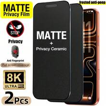 Bộ 2 miếng dán màn hình gốm mờ bảo mật riêng tư cho iPhone 17/Air/17 Pro/17 Pro Max/16 Pro Max/15 Pro Max/14 Pro Max/13, chống nhìn trộm, chống bám vân tay, bảo vệ toàn màn hình, quà tặng mùa xuân. - 2 cái - Xem 12