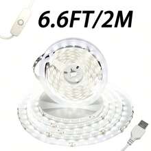 LQHZMYY 1件 12V USB燈條 附501按鈕開關，自黏可裁剪軟LED燈條，雙色溫，1-5m可選，適用臥室、電視、櫥櫃、生日、節日氛圍裝飾燈條 - 彩色 - 查看 8