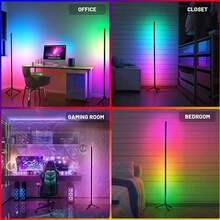 RGB Corner Floor Lamp, RGB LED Corner Lamp With Music Sync, Smart Light And Remote Control Color Changing Ambience Light, LED Lamp With  Vibrant Colors For Bedroom, Living Room Gaming Room (Not Adapter) - Floor Lamp(APP + Remote) - 查看 10